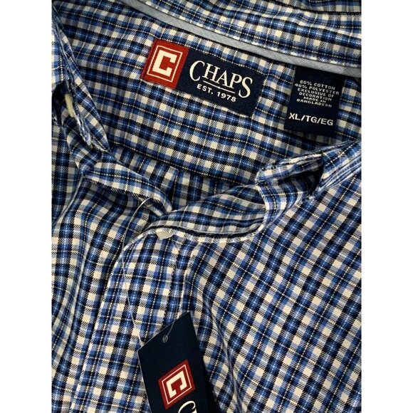 Ralph Lauren Chaps Mens XL Blue Checkered Button Down Shirt Long Sleeve NEW - Picture 5 of 8